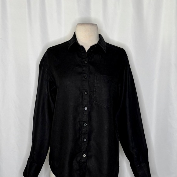 NWT!! J. CREW Garçon Classic Shirt Baird McNutt Irish Linen Solid Black Size 0 - Picture 4 of 15
